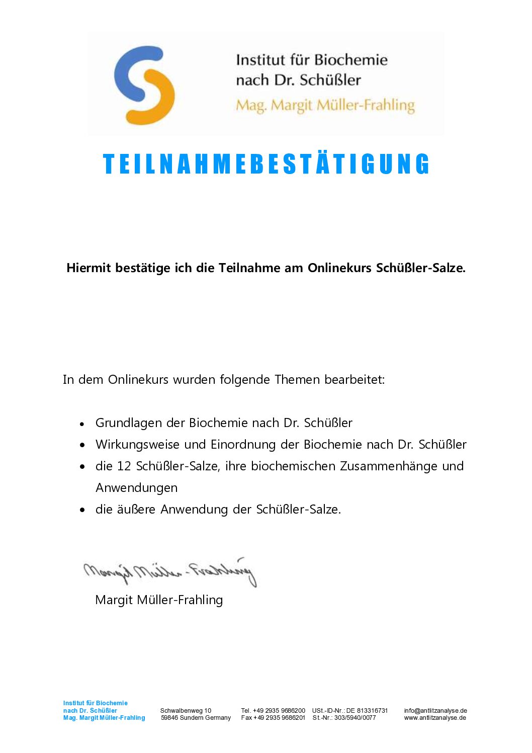Teilnahmebestätigung_Schüsslersalze_Onlinekurs_Müller-Frahling